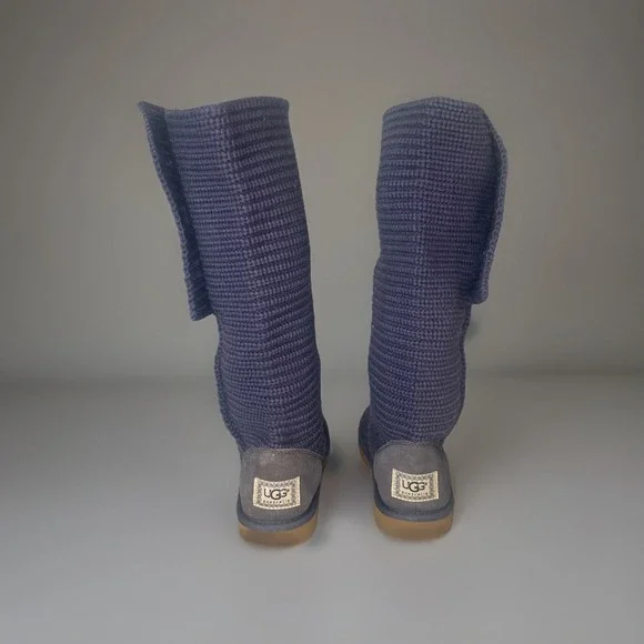 UGG Australia Boots Classic Cardy Knit Tall Boot Womens 8 Sweater Cottage Core - Picture 3 of 13